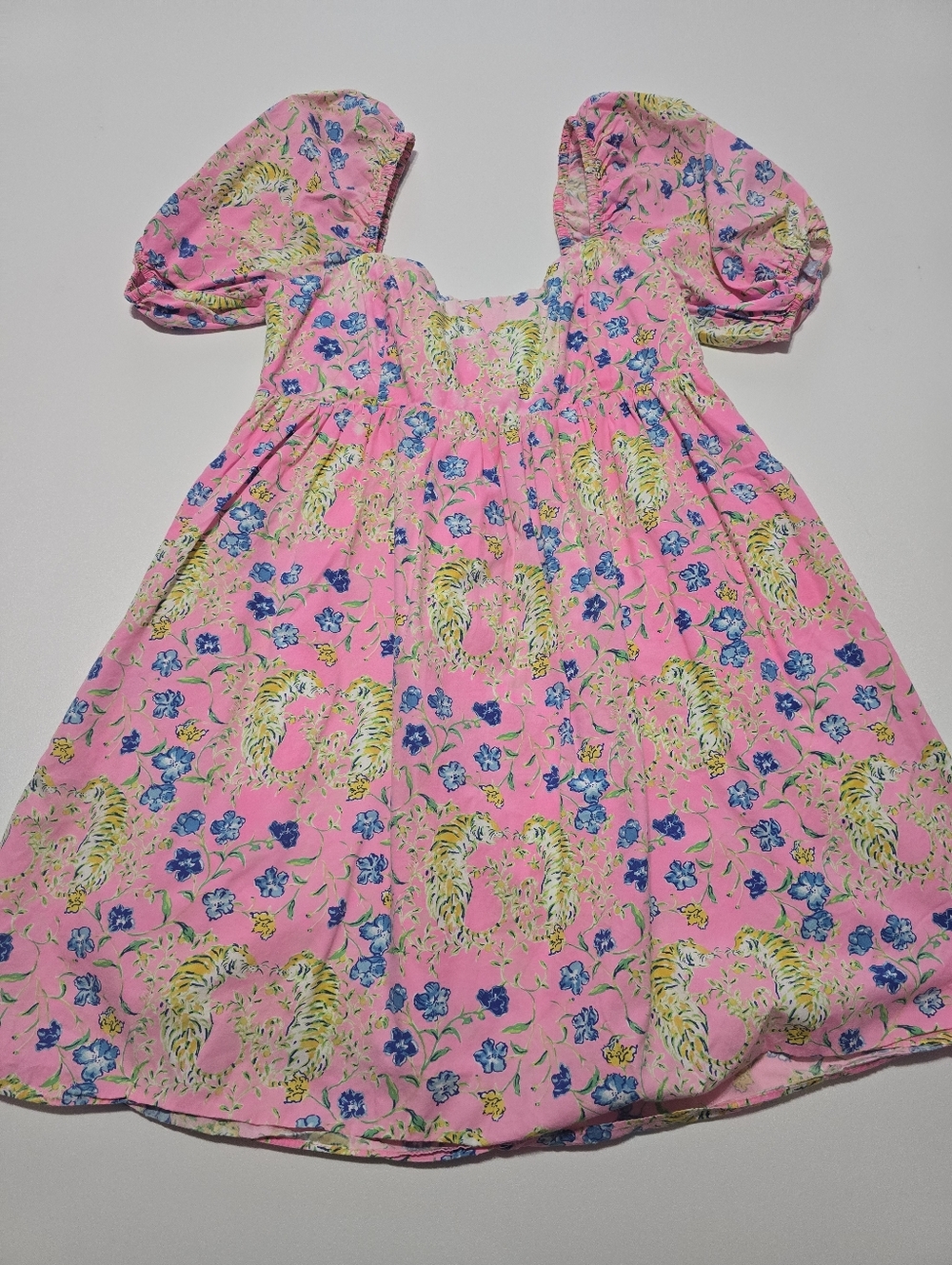 Lilly Pulitzer Pink Tropical Floral Puff-Sleeve Dress